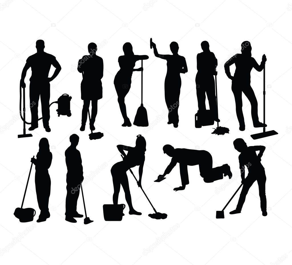 Cleaning Service Silhouettes, art vector design