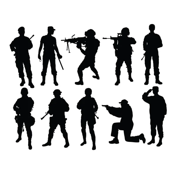 Soldier Army Force Silhouettes Art Vector Design — стоковий вектор