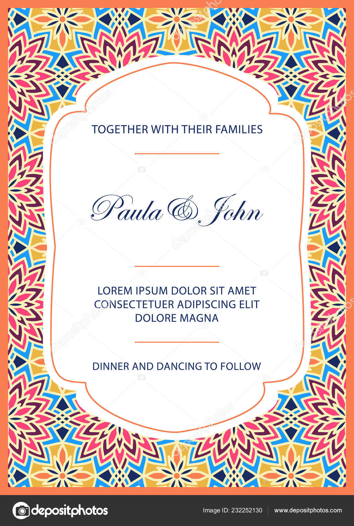 Vintage Wedding Invitation Template Date Card Trendy Design Tiled