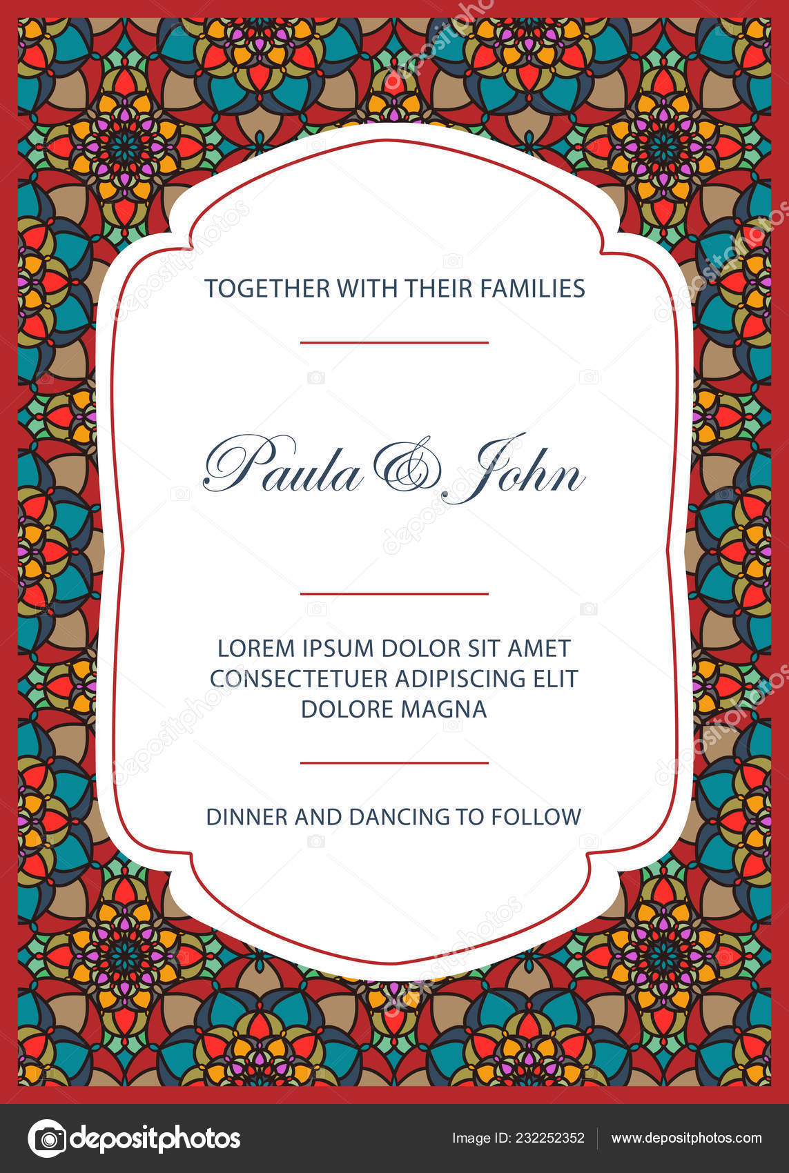 Vintage Wedding Invitation Template Date Card Trendy Design Tiled