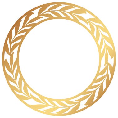 Vektör şablon dantelli yuvarlak çerçeve zeytin dalı ile oyma ajur desenli. Yaprak altın çelengi. İç tasarım, düğün davetiye, tebrik kartları, zarflar düzenleri için şablon