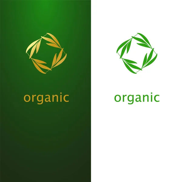 Grinalda Abstrata Folhas Design Ícone Logotipo Elegante Símbolo Eco Dourado — Vetor de Stock