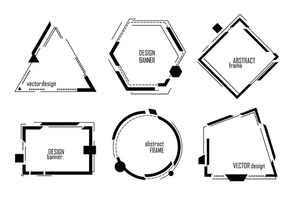 Modern soyut vektör afiş kümesi. Farklı düz dinamik geometrik şekilli çerçeveler. Web veya baskı tasarımı kullanım için hazır şablon. Vektör küçük resim.