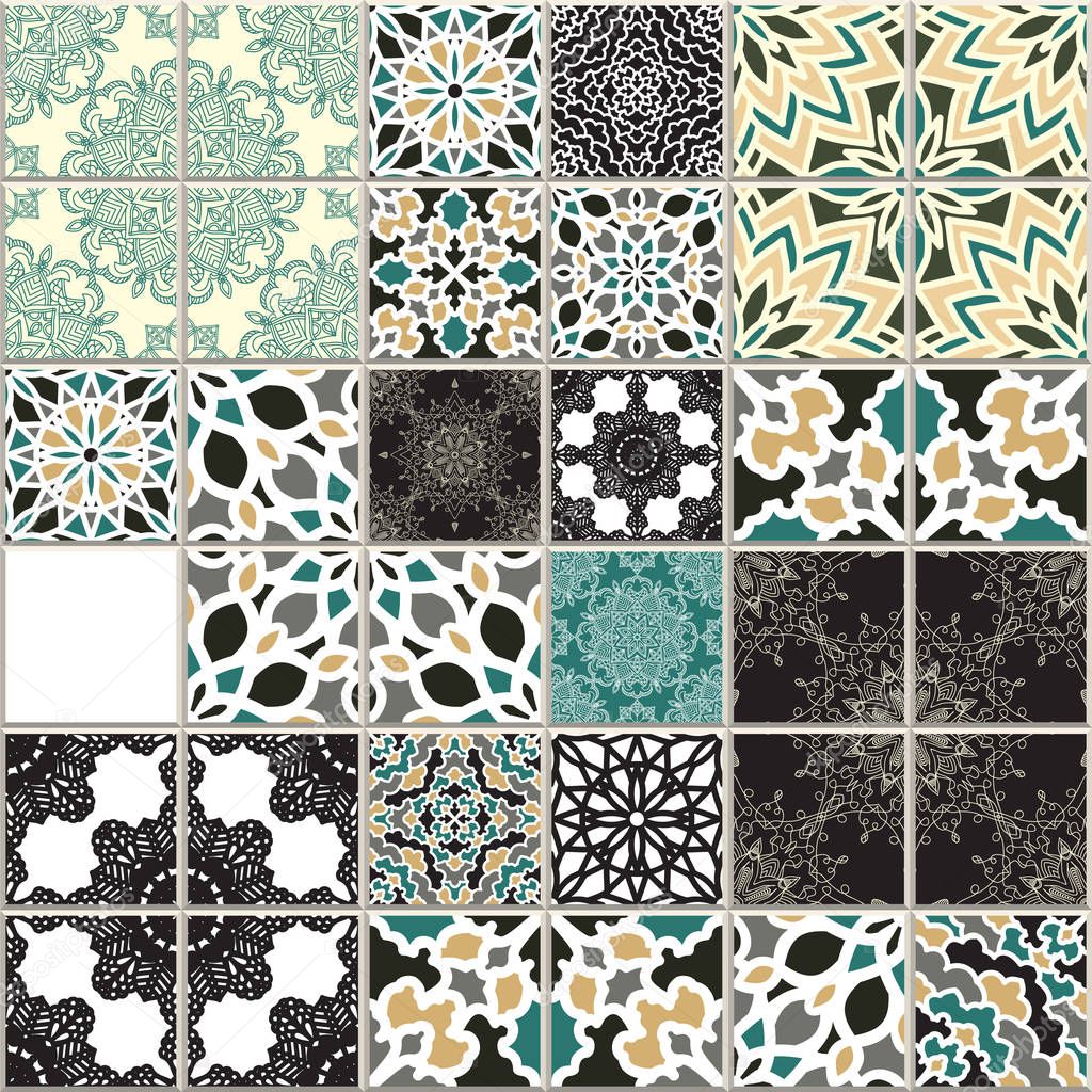 Vector seamless pattern is inspired by traditional wall and floo