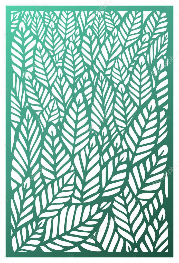 Vector Laser cut panel. Abstract Pattern with leaves template fo