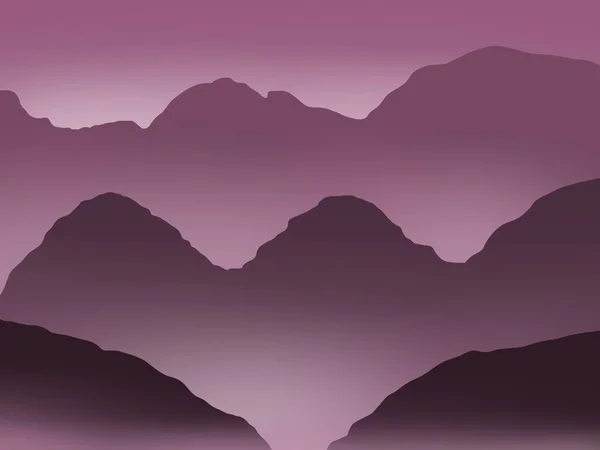 Fog in the mountains. Purple mountains
