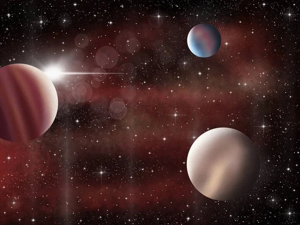 Διάστημα Και Έναστρος Ουρανός Φεγγαρόφωτο Και Νεφέλωμα — Φωτογραφία Αρχείου