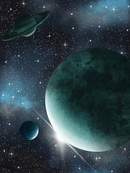Μαγικός Έναστρος Ουρανός Διάστημα Και Πλανήτες Υπόστεγα — Φωτογραφία Αρχείου