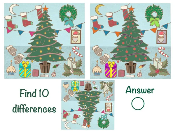 Find the differences. Logical game. Christmas.