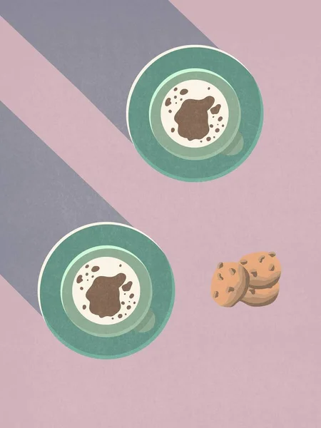 커피와 케이크로 뒤덮인 — 스톡 사진