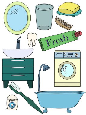 Banyo seti. Renk sayfası 