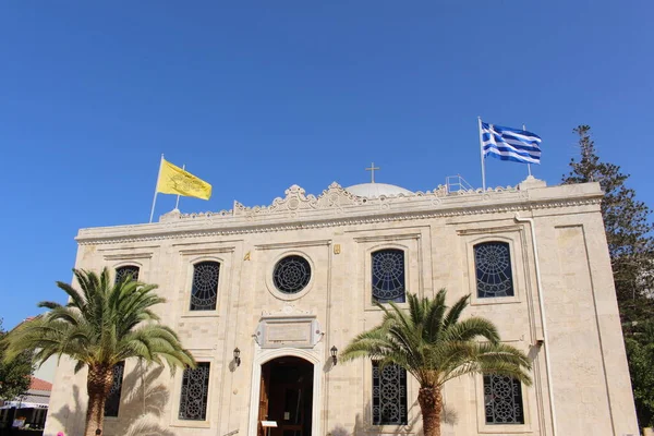 Heraklion Crete Řecko Srpna 2016 Kostel Agios Titos Srpna Ulice — Stock fotografie