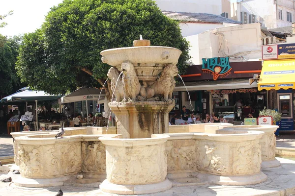 Heraklion Crete Greece August 2016 Morosini Fountain Lions Fountain Побудована — стокове фото