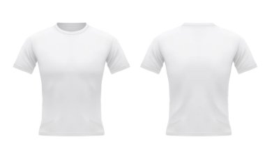 Ön ve arka kısa kollu erkek beyaz t-shirt.