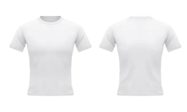 Camiseta blanca de hombre con manga corta delante y detrás . Gráficos vectoriales