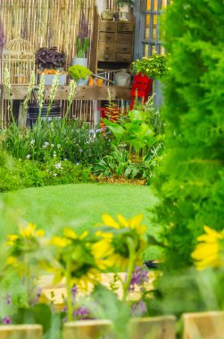 Yaz güzel eve çiçek Bahçe Bahçe nesne dekorasyon.