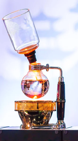 Siphon Coffee or Vacuum Coffee is full immersion tasteful, Blended smell and taste ofroasted coffee with direct contact boiled water and show boiling water, stunning vacuum process by Beam heater.