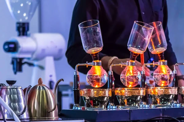 Café Syphon Café Sous Vide Est Une Immersion Complète Bon — Photo