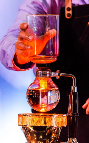 Syphon Coffee or Vacuum Coffee is full immersion tasteful, Blended smell and taste of roasted coffee with direct contact boiled water and show boiling water, stunning vacuum process by Beam heater.