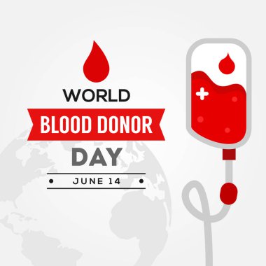 Kutlama anı için Mutlu Dünya Kan Bağışı Günü Vektör Tasarımı İllüstrasyonu