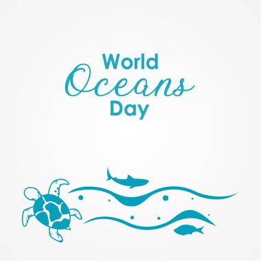 Kutlama anı için Mutlu Okyanus Günü Vektör Tasarımı İllüstrasyonu