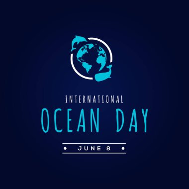 Kutlama anı için Mutlu Okyanus Günü Vektör Tasarımı İllüstrasyonu