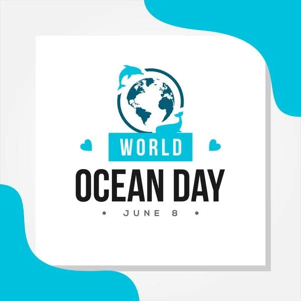 Ilustração Feliz Projeto Vetor Dia Mundial Oceano Para Comemorar Momento —  Vetores de Stock