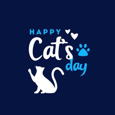 Kutlama anı için Mutlu Kedi Günü Vektör Tasarımı Çizimi