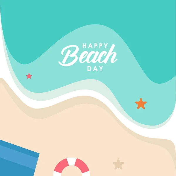 Ilustração Feliz Projeto Vetor Dia Praia Para Comemorar Momento — Vetor de Stock