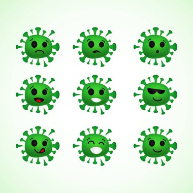 Coronavirus Emoji Vektör Tasarımı Banner ve Arkaplan Çizimi