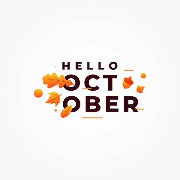 Hello October Vector Design Illusztráció Banner Háttér Üdvözöljük Október — Stock Vector