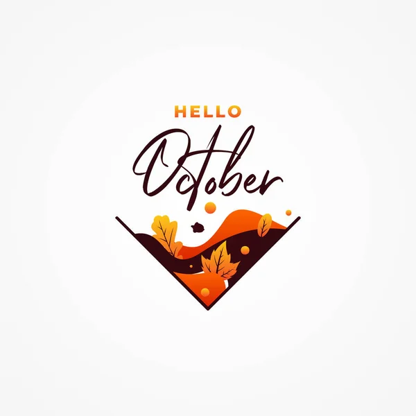 Olá Outubro Vector Design Illustration Banner Background Outubro Boas Vindas — Vetor de Stock