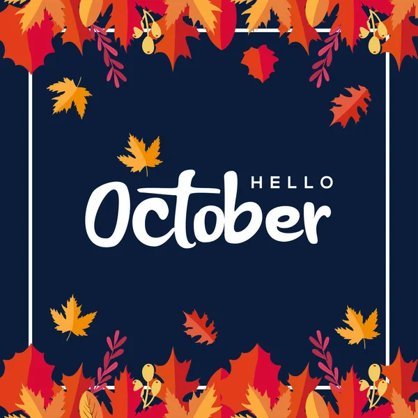 Olá Outubro Vector Design Illustration Banner Background Outubro Boas Vindas — Vetor de Stock