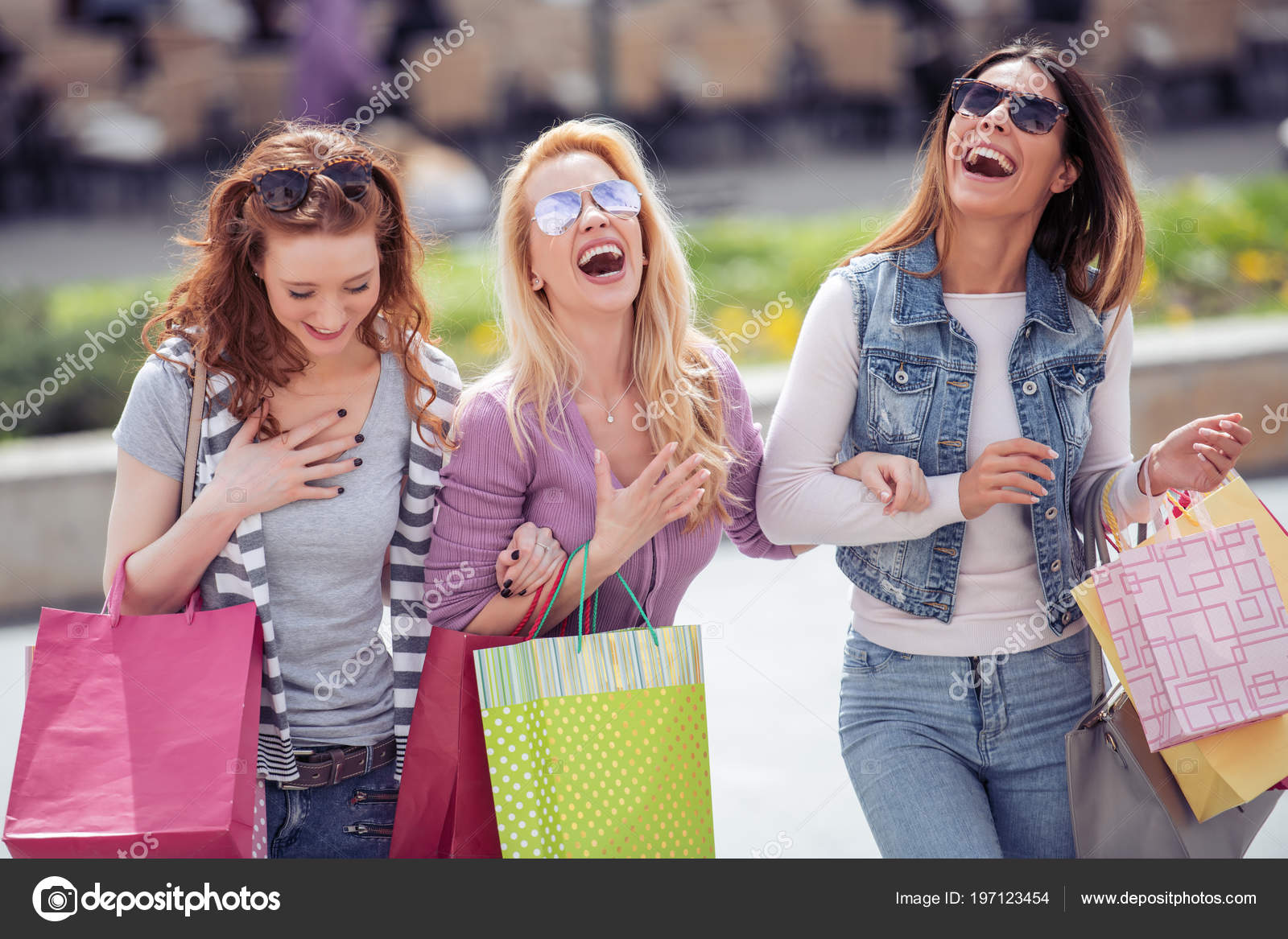 young girls shopping