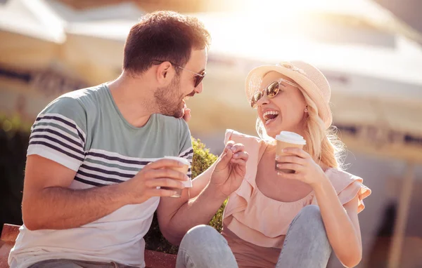 Glückliches Junges Paar Das Spaß Hat Und Gemeinsam Lacht Ferien — Stockfoto