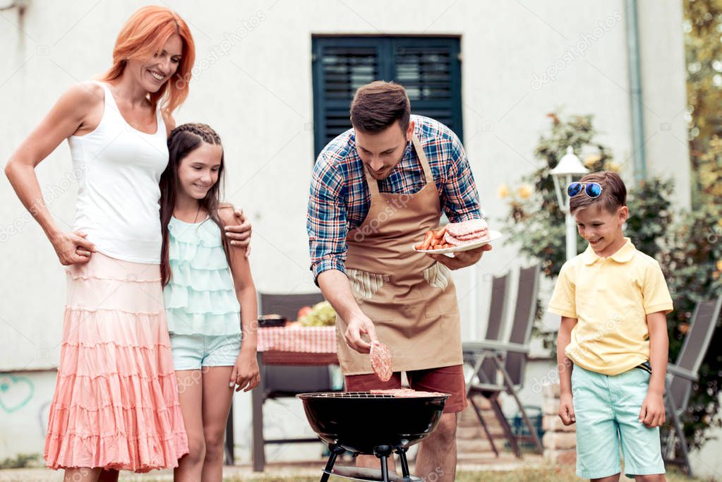 Barbecue time in garden