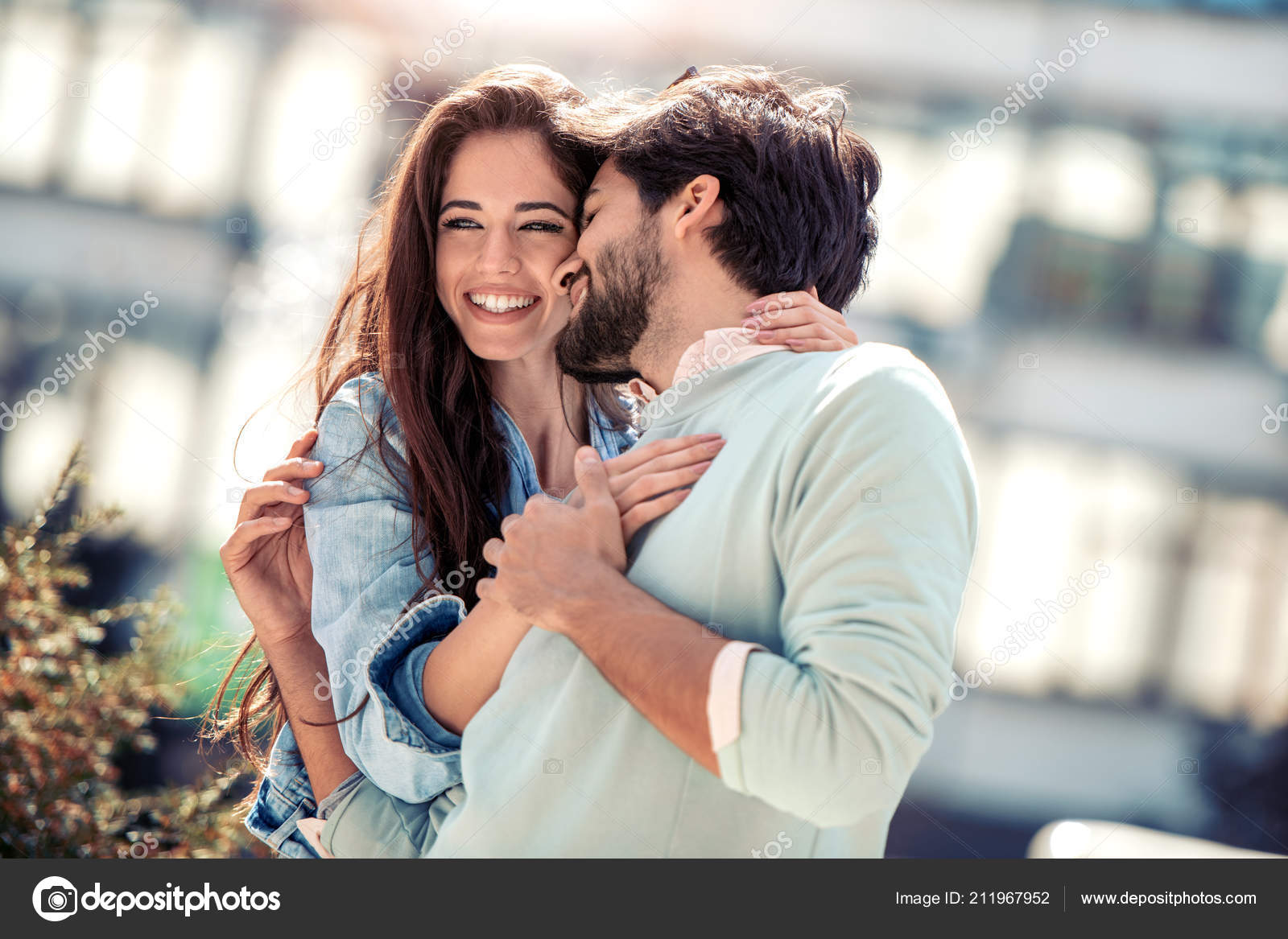 Beautiful Romantic Couple Having Rest City Enjoying Company Each ...