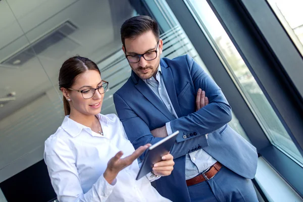 Two Business Colleagues Working Together New Project Modern Office — Stock Photo, Image