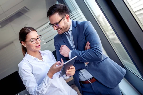 Two Business Colleagues Working Together New Project Modern Office — Stock Photo, Image