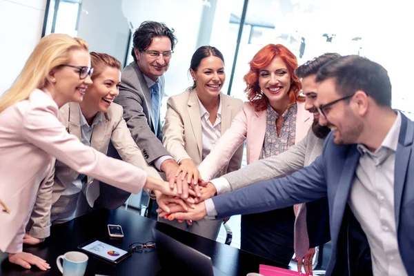 Business Team Showing Unity Hands Together — Stock Photo, Image