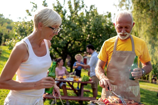 Family Having Barbecue Park Leisure Food Family Holidays Concept — Stock Photo, Image