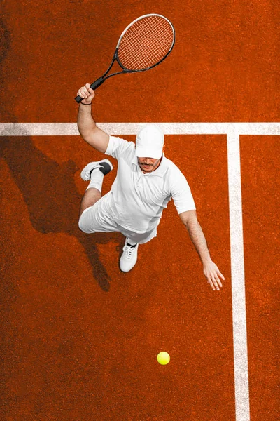 Joueur Tennis Concentré Position Préparation Est Sur Court Tennis — Photo