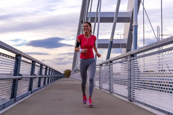 Bonita Mujer Corriendo Aire Libre Concepto Estilo Vida Saludable — Foto de Stock