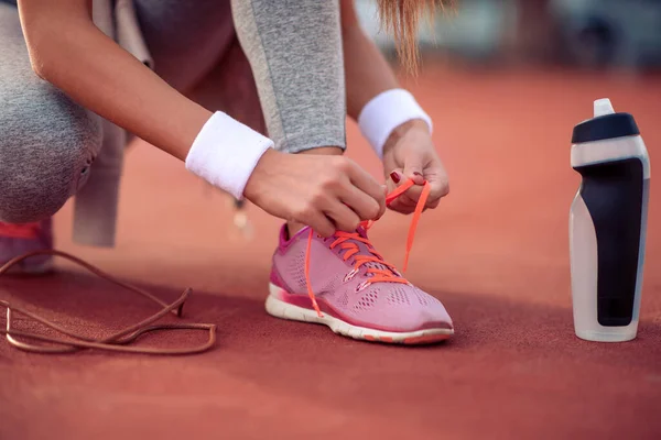 Scarpe Donna Fitness Prima Dell Allenamento Persone Sport Fitness Stile — Foto Stock