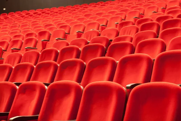 Lege Rode Bioscoop Theater Zitplaatsen — Stockfoto