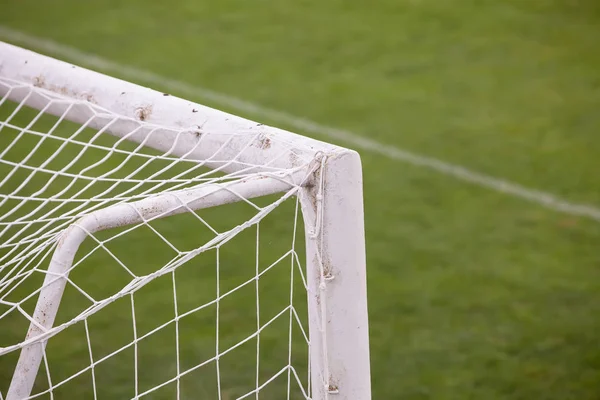 Primer Plano Fútbol Fútbol Gol Con Campo Fútbol — Foto de Stock