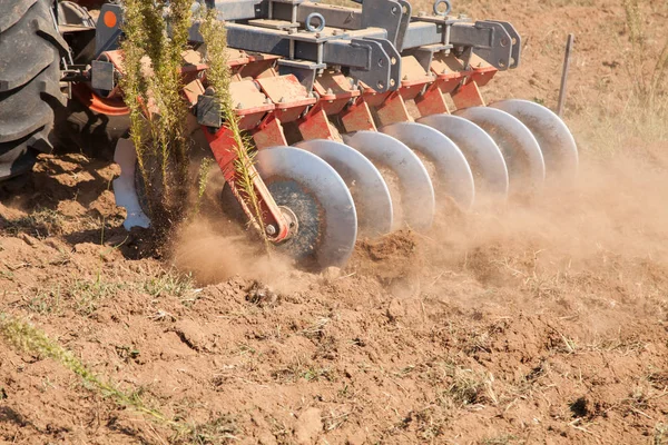 Close Disc Harrow System Cultivate Soil — Stock Photo, Image