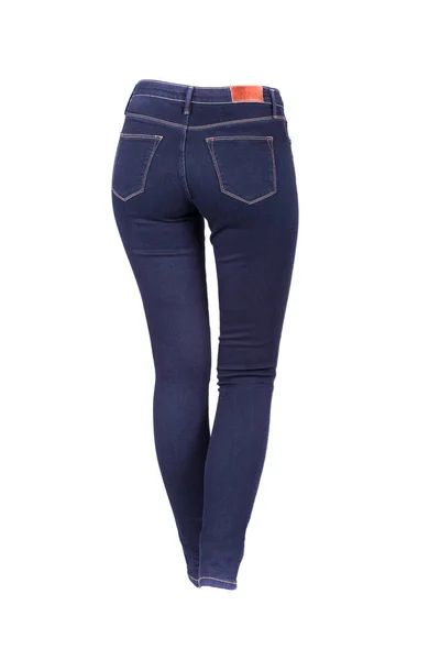 Jeans Blu Donna Sexy Adatto Culo Femminile Blue Jeans Isolato — Foto Stock