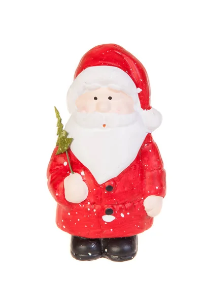 Santa Klausel Modell Figur Keramikspielzeug Isoliert Auf Weiß lizenzfreie Stockfotos