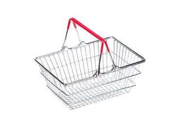 beyaz izole boş metal alışveriş sepeti